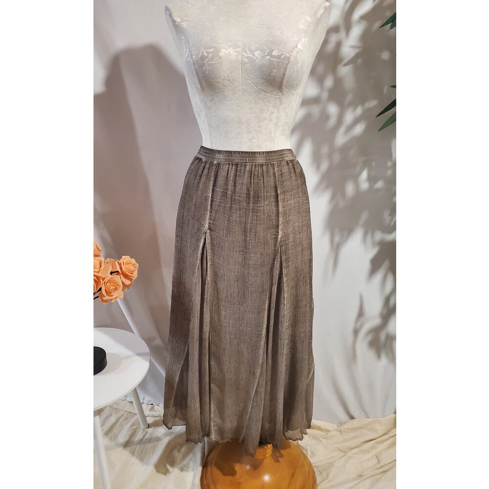 NWT Coldwater Creek Sheer Overlay Crinkle Maxi Skirt Size PM Hippie Boho Fairy